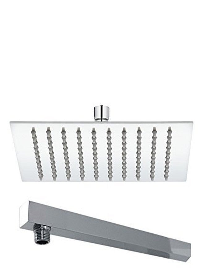 SBD Ultra Thin SS Square 102mm (4"X4") Rain Shower with 229mm (9") Long SS Square Shower Arm Combo (Steel Grade 302)
